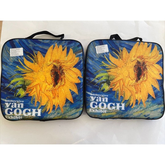 Lot Of 2 IMMERSIVE VAN GOGH Art EXHIBIT SUNFLOWER SEAT CUSHION PILLOWS NEW - Picture 2 of 3